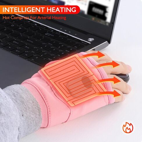 Heated Gloves for Women Rechargeable, Fingerless Rechargeable Heated Gloves, Hand Warmer Gloves, 3-Speed Adjustable Heated Fingerless Gloves, Winter Hand Warmer for Work Cycling Skiing Outdoor Snow in Saudi Arabia