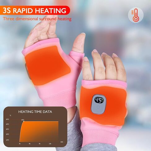 Heated Gloves for Women Rechargeable, Fingerless Rechargeable Heated Gloves, Hand Warmer Gloves, 3-Speed Adjustable Heated Fingerless Gloves, Winter Hand Warmer for Work Cycling Skiing Outdoor Snow in Saudi Arabia