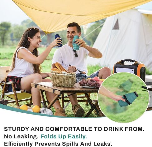 Collapsible Water Bottles,600ml BPA Free Reusable Lightweight LeakProof Silicone Foldable Water Bottle for Travel Hiking Camping Sports,Collapses to 1.5" & anti-Collapse Ring,Dark Blue in Saudi Arabia