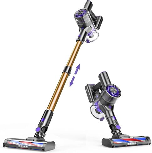 Cordless Vacuum Cleaner, 80000 RPM High-Speed Brushless Motor Powerful Vacuum Cleaners for Home, Up to 40 Mins Runtime, Stick Vacuum with 4* LED & Rechargeable 2600 mAh Battery in Saudi Arabia