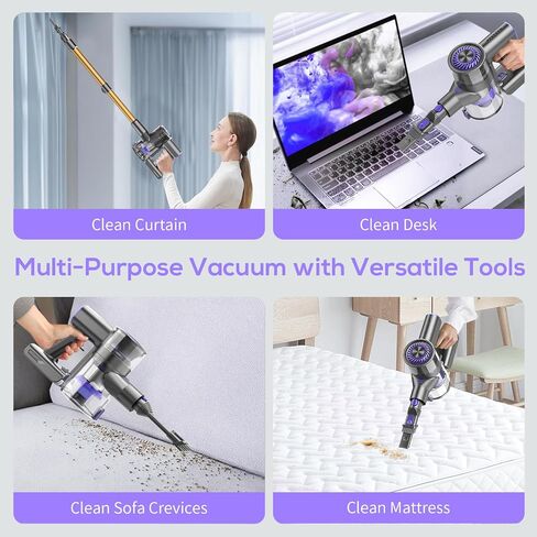 Cordless Vacuum Cleaner, 80000 RPM High-Speed Brushless Motor Powerful Vacuum Cleaners for Home, Up to 40 Mins Runtime, Stick Vacuum with 4* LED & Rechargeable 2600 mAh Battery in Saudi Arabia