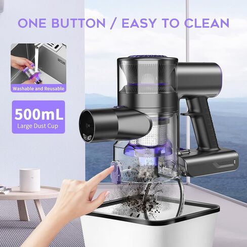 Cordless Vacuum Cleaner, 80000 RPM High-Speed Brushless Motor Powerful Vacuum Cleaners for Home, Up to 40 Mins Runtime, Stick Vacuum with 4* LED & Rechargeable 2600 mAh Battery in Saudi Arabia