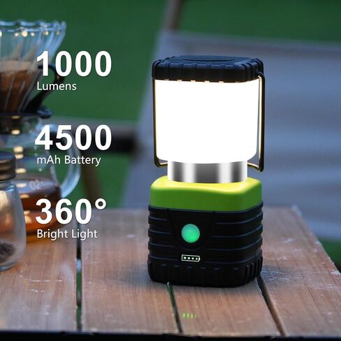 3pcs 3200k الضوء الدافئ LED LED الفانغ الفانوس 1000LM قابلة للشحن ، بنك الطاقة 4500MAH ، المصباح لحالات الطوارئ إعصار ، المشي لمسافات طويلة ، فانوس IP44 مقاوم للماء (أسود) in Saudi Arabia