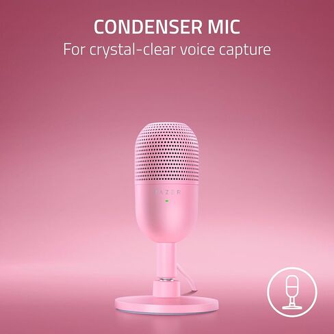 Razer Seiren V3 Mini USB Microphone: Condenser Mic - Supercardioid Pickup Pattern - Tap-to-Mute Sensor with LED Indicator - Shock Absorber - Ultra Compact - PC, Discord, OBS Studio, XSplit - Black in Saudi Arabia