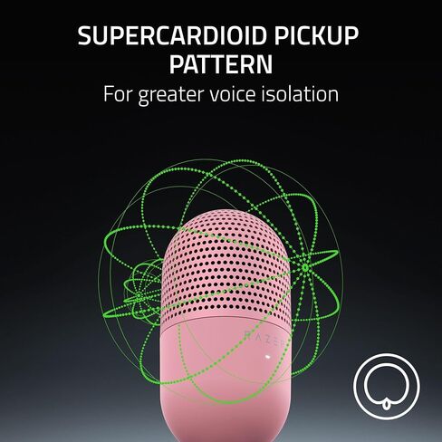Razer Seiren V3 Mini USB Microphone: Condenser Mic - Supercardioid Pickup Pattern - Tap-to-Mute Sensor with LED Indicator - Shock Absorber - Ultra Compact - PC, Discord, OBS Studio, XSplit - Black in Saudi Arabia