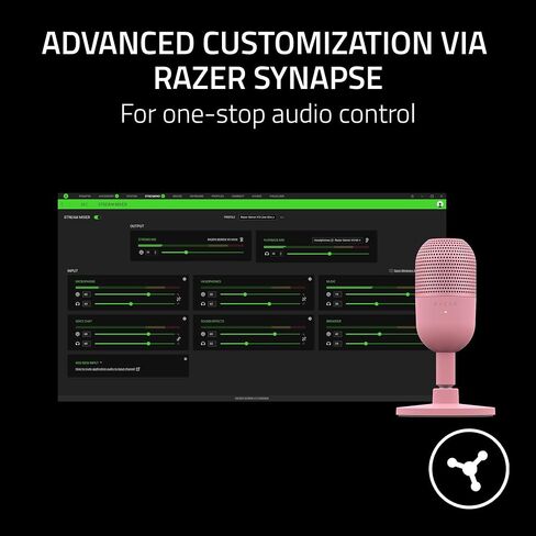 Razer Seiren V3 Mini USB Microphone: Condenser Mic - Supercardioid Pickup Pattern - Tap-to-Mute Sensor with LED Indicator - Shock Absorber - Ultra Compact - PC, Discord, OBS Studio, XSplit - Black in Saudi Arabia