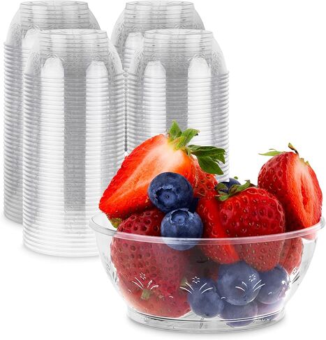 Stock Your Home 50 Count 6oz Elegant Plastic Bowls with Floral Design, Plastic Disposable Bowls for Dessert, Ice Cream, Salsa - Fancy Small Clear Plastic Bowls, Single Serving Bowls for Catering in Saudi Arabia
