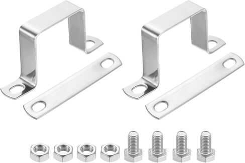 uxcell 2Pcs U Shaped Connector Bracket, 20x20mm 304 Stainless Steel Pipe Strap Clamps for Door Shed Closed Bar Holder Strut Channel in Saudi Arabia