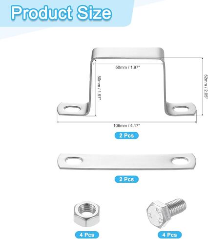 uxcell 2Pcs U Shaped Connector Bracket, 20x20mm 304 Stainless Steel Pipe Strap Clamps for Door Shed Closed Bar Holder Strut Channel in Saudi Arabia