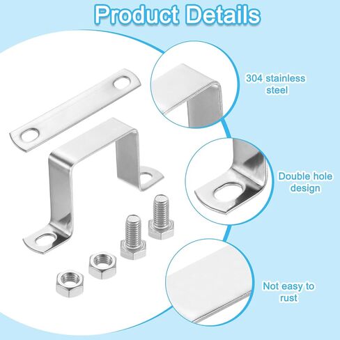 uxcell 2Pcs U Shaped Connector Bracket, 20x20mm 304 Stainless Steel Pipe Strap Clamps for Door Shed Closed Bar Holder Strut Channel in Saudi Arabia