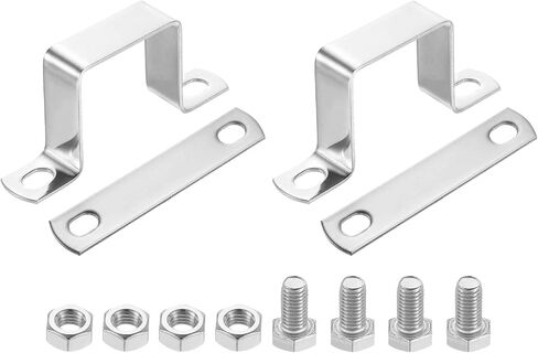 uxcell 2Pcs U Shaped Connector Bracket, 20x20mm 304 Stainless Steel Pipe Strap Clamps for Door Shed Closed Bar Holder Strut Channel in Saudi Arabia