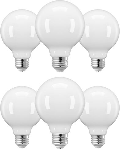EDISHINE 6 Pack G25 Globe Light Bulbs, Dimmable Vintage LED Edison Bulbs, CRI90+ 5W Equivalent 60W, Clear LED Filament Vanity Light Bulbs, 2700K Warm White, 500LM, E26 Base, UL Listed in Saudi Arabia
