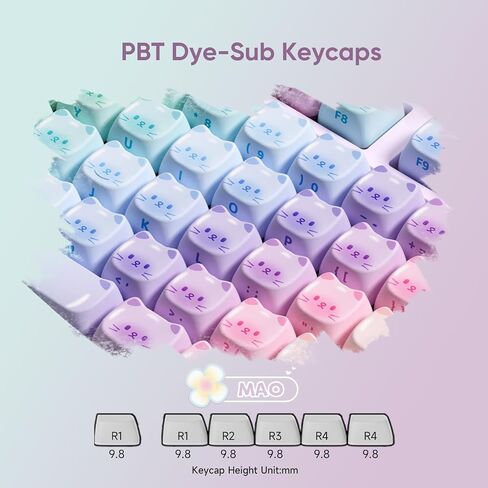 AKKO MG108B Colorful Cats Mechanical Keyboard Hot-Swappable Multi-Mode Gaming Keyboard with PBT Dye-Sub Mao Profile Keycaps Pre Lubed Piano Switch in Saudi Arabia