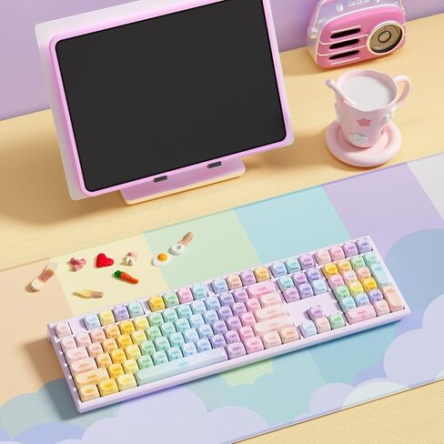 AKKO MG108B Colorful Cats Mechanical Keyboard Hot-Swappable Multi-Mode Gaming Keyboard with PBT Dye-Sub Mao Profile Keycaps Pre Lubed Piano Switch in Saudi Arabia