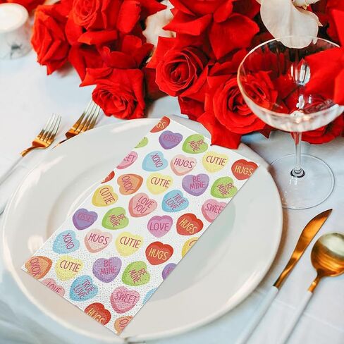 Horaldaily 100 Valentine Disposable Paper Decorative Guest Napkins, Colorful Tiny Heart Hand Towel for Party Lunch Dinner Kitchen Bathroom in Saudi Arabia
