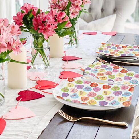 Horaldaily 100 Valentine Disposable Paper Decorative Guest Napkins, Colorful Tiny Heart Hand Towel for Party Lunch Dinner Kitchen Bathroom in Saudi Arabia