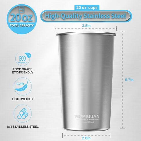 Stainless Steel Cups for Kids 8oz/240ml (4 Pack), Kids Cups, Camping Stainless Steel Cups, Stackable Metal Drinking Glasses, Stainless Steel Tumbler, BPA Free, Stackable, Durable. in Saudi Arabia