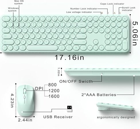 Wireless Keyboard and Mouse Set – MPTOG Full-Sized 110Pcs Slim Round Key Design, Quiet Typing, Adjustable DPI Ergonomic Mouse, Wireless Combo for PC, Mac, Laptop, Tablets(Light Khaki) in Saudi Arabia