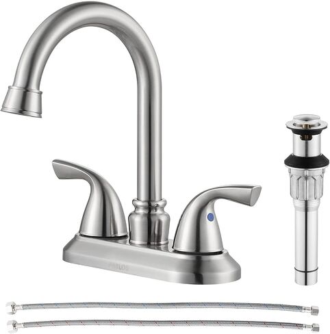 PARLOS Oil Rubbed Bronze Double-Handle Lavatory Faucet with Metal Drain Assembly and Supply Hose, 13592 in Saudi Arabia