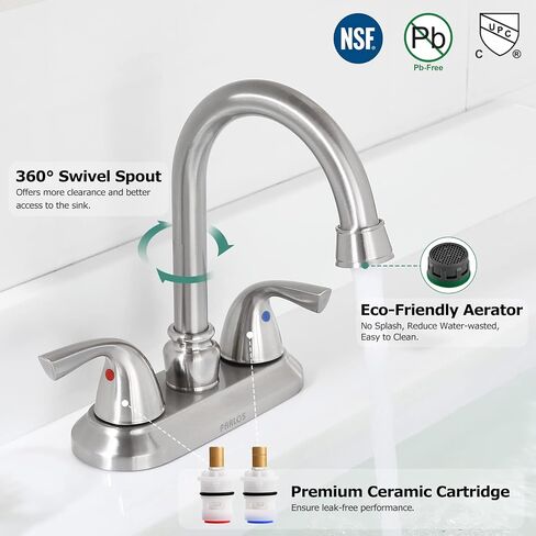 PARLOS Oil Rubbed Bronze Double-Handle Lavatory Faucet with Metal Drain Assembly and Supply Hose, 13592 in Saudi Arabia
