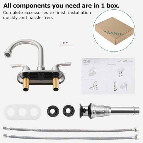 PARLOS Oil Rubbed Bronze Double-Handle Lavatory Faucet with Metal Drain Assembly and Supply Hose, 13592 in Saudi Arabia