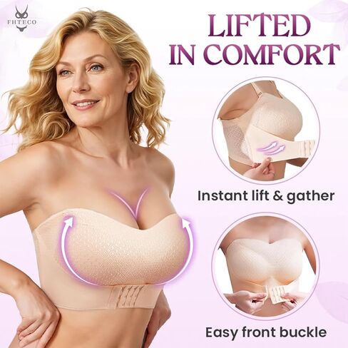 Strapless Bandeau Bra Non-Slip Strapless Push Up Bras for Women Wireless Tube Top Bra Plus Size Strapless Bralette in Saudi Arabia