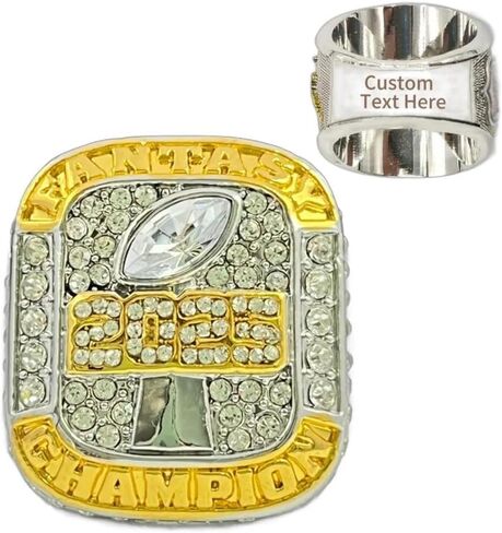 Custom 2025 Fantasy Football League Championship Trophy Rings Prize with Display Case in Saudi Arabia