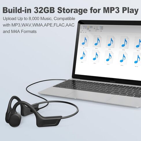 Bone Conduction Headphones,Upgraded IPX7 Waterproof Wireless Running Earbuds,Open Ear Headphones Bluetooth 5.3 with Mic,10H Playtime for Running,Cycling,Hiking,Gym,Workout. in Kuwait