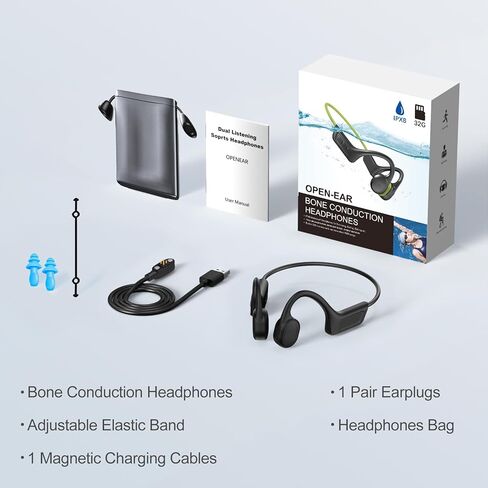 Bone Conduction Headphones,Upgraded IPX7 Waterproof Wireless Running Earbuds,Open Ear Headphones Bluetooth 5.3 with Mic,10H Playtime for Running,Cycling,Hiking,Gym,Workout. in Kuwait