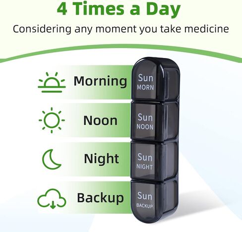 Daviky Weekly Pill Organizer 3 مرات في اليوم ، صندوق منظم حبوب منع الحمل ، صندوق حبوب منع الحمل 7 أيام ، منظم علبة حبوب منع الحمل اليومية ، حاوية حاوية سفر منظمين 7 أيام لعقد الفيتامينات والأدوية (أسود) in Kuwait