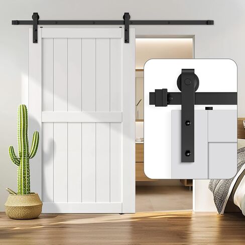 Heavy Duty Barn Door Track Kit, 8 FT Single Sliding Barn Door Hardware Kit, Black Sturdy Barn Door Track for 260lbs 48" Wide Door Panel, Smoothly & Quietly, J Shape Hanger in Saudi Arabia