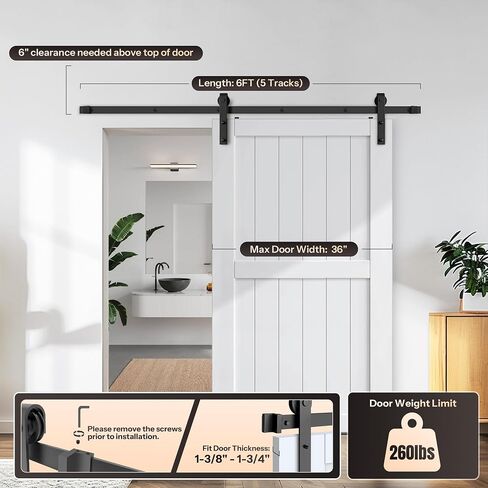 Heavy Duty Barn Door Track Kit, 8 FT Single Sliding Barn Door Hardware Kit, Black Sturdy Barn Door Track for 260lbs 48" Wide Door Panel, Smoothly & Quietly, J Shape Hanger in Saudi Arabia