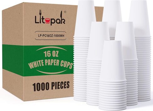LITOPAK 1000 pack Paper Cup 12 oz, Bulk White Paper Cups, Disposable Hot Paper Coffee Cups for Offices, Schools, Shops, Restaurants in Saudi Arabia