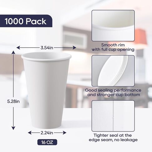 LITOPAK 1000 pack Paper Cup 12 oz, Bulk White Paper Cups, Disposable Hot Paper Coffee Cups for Offices, Schools, Shops, Restaurants in Saudi Arabia