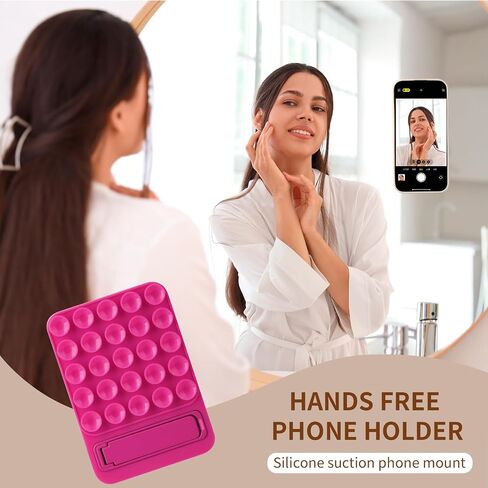 2 in 1 Suction Cup Phone Mount,Hands-Free Sticky Phone Grip Mount,Multi-Purpose Phone Sticky Grip for iPhone and Android for Phone，Suction Phone Mount for Selfies and Tiktok Video(Light Pink) in Saudi Arabia