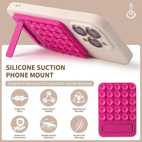 2 in 1 Suction Cup Phone Mount,Hands-Free Sticky Phone Grip Mount,Multi-Purpose Phone Sticky Grip for iPhone and Android for Phone，Suction Phone Mount for Selfies and Tiktok Video(Light Pink) in Saudi Arabia
