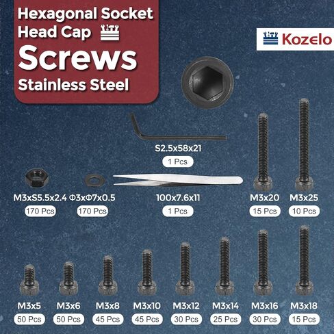 270pcs M4 Socket Head Cap Screws Bolts Nuts Assortment Kit - [M4x6/8/12/16/20/30mm] Alloy Steel Fully Threaded Black Oxide 12.9 Internal Hex Screw for 3D Printer Use, with Wrench in Saudi Arabia
