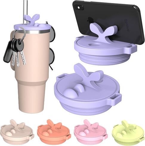 1 في المائة لحامل هاتف كأس ستانلي لـ Quencher H2.0 FlowState Tumbler Phone Stand Silicone Cup Lid Bottoing for Stanley Cup Assories Free لجميع حالات الهواتف الهدايا يوم عيد الحب (الوردي) in Saudi Arabia