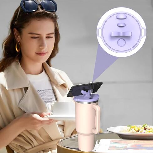 1 في المائة لحامل هاتف كأس ستانلي لـ Quencher H2.0 FlowState Tumbler Phone Stand Silicone Cup Lid Bottoing for Stanley Cup Assories Free لجميع حالات الهواتف الهدايا يوم عيد الحب (الوردي) in Saudi Arabia