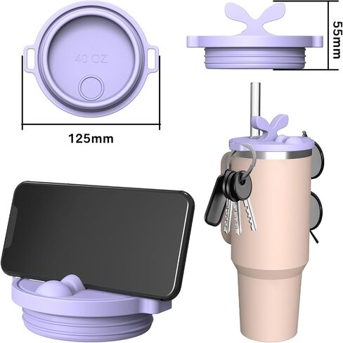 1 في المائة لحامل هاتف كأس ستانلي لـ Quencher H2.0 FlowState Tumbler Phone Stand Silicone Cup Lid Bottoing for Stanley Cup Assories Free لجميع حالات الهواتف الهدايا يوم عيد الحب (الوردي) in Saudi Arabia