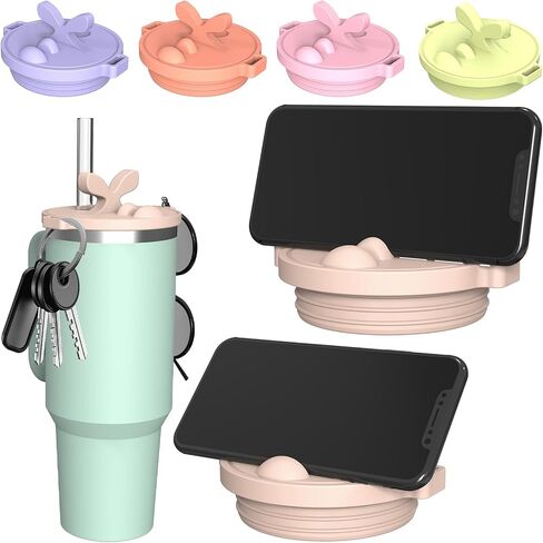 1 في المائة لحامل هاتف كأس ستانلي لـ Quencher H2.0 FlowState Tumbler Phone Stand Silicone Cup Lid Bottoing for Stanley Cup Assories Free لجميع حالات الهواتف الهدايا يوم عيد الحب (الوردي) in Saudi Arabia