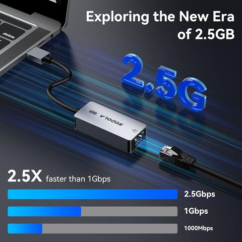 USB C to Ethernet Adapter 2.5G, Ethernet Adapter for Laptop, Aluminum, Type C to RJ45 Network Internet LAN Adapter, Compatible for NAS, MacBook Air/Pro, iPhone 15/16 Pro/Max in Saudi Arabia