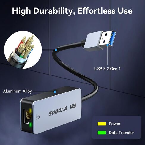 USB C to Ethernet Adapter 2.5G, Ethernet Adapter for Laptop, Aluminum, Type C to RJ45 Network Internet LAN Adapter, Compatible for NAS, MacBook Air/Pro, iPhone 15/16 Pro/Max in Saudi Arabia