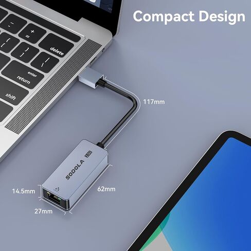 USB C to Ethernet Adapter 2.5G, Ethernet Adapter for Laptop, Aluminum, Type C to RJ45 Network Internet LAN Adapter, Compatible for NAS, MacBook Air/Pro, iPhone 15/16 Pro/Max in Saudi Arabia