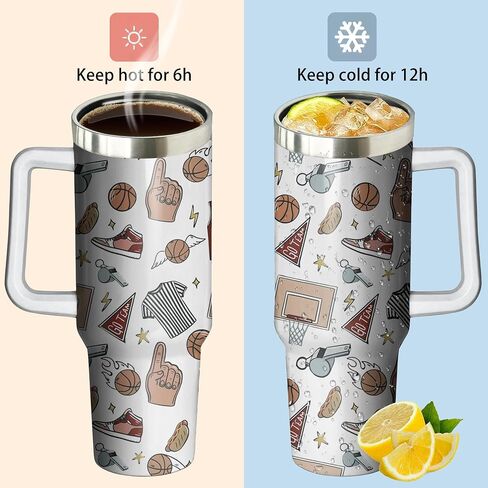 40oz Baseball Tumbler with Handle, Birthday Gift for Man, Sports Coach Insulated Stainless Steel Cup with Lid and Straws, Reusable Travel Coffee Mug Water Bottle in Saudi Arabia