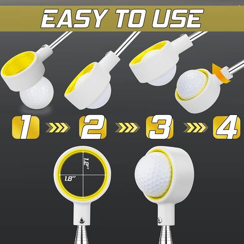 prowithlin Golf Ball Retriever, 12ft Unbreakable Head Golf Ball Retriever Telescopic, Rubber Loop - Two-Sided Easy Pick Up Balls Premium Stainless Steel Ball Retriever Tool Accessories in Kuwait