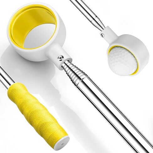prowithlin Golf Ball Retriever, 12ft Unbreakable Head Golf Ball Retriever Telescopic, Rubber Loop - Two-Sided Easy Pick Up Balls Premium Stainless Steel Ball Retriever Tool Accessories in Kuwait