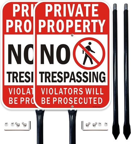 2 Pack Private Property No Trespassing Sign ، سيتم محاكمة المخالفات 14 × 10 بوصات ، علامات تحذير ، ألومنيوم عاكس مقاوم ، مقاوم للماء ، سهل التثبيت in Saudi Arabia