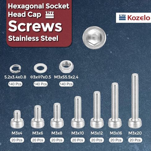 140pcs m6 مقبس رأس البراغي البراغي مجموعة ضوايا مجموعة - [M6x8/10/12/16/20mm] in Saudi Arabia