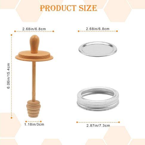 1pc Wooden Mason Jar Honey Dippers - Honey Dipper Wooden Stick for Regular Mouth Mason Jars, Honey Spoon Mason Jar Honeycomb Lid for Regular Mouth 16 oz Mason, Ball Jars (ONLY Honey Dippers) in Saudi Arabia